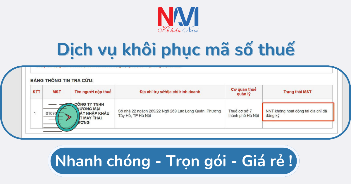 dịch vụ mở khóa mã số thuế công ty tại Kế toán Navi