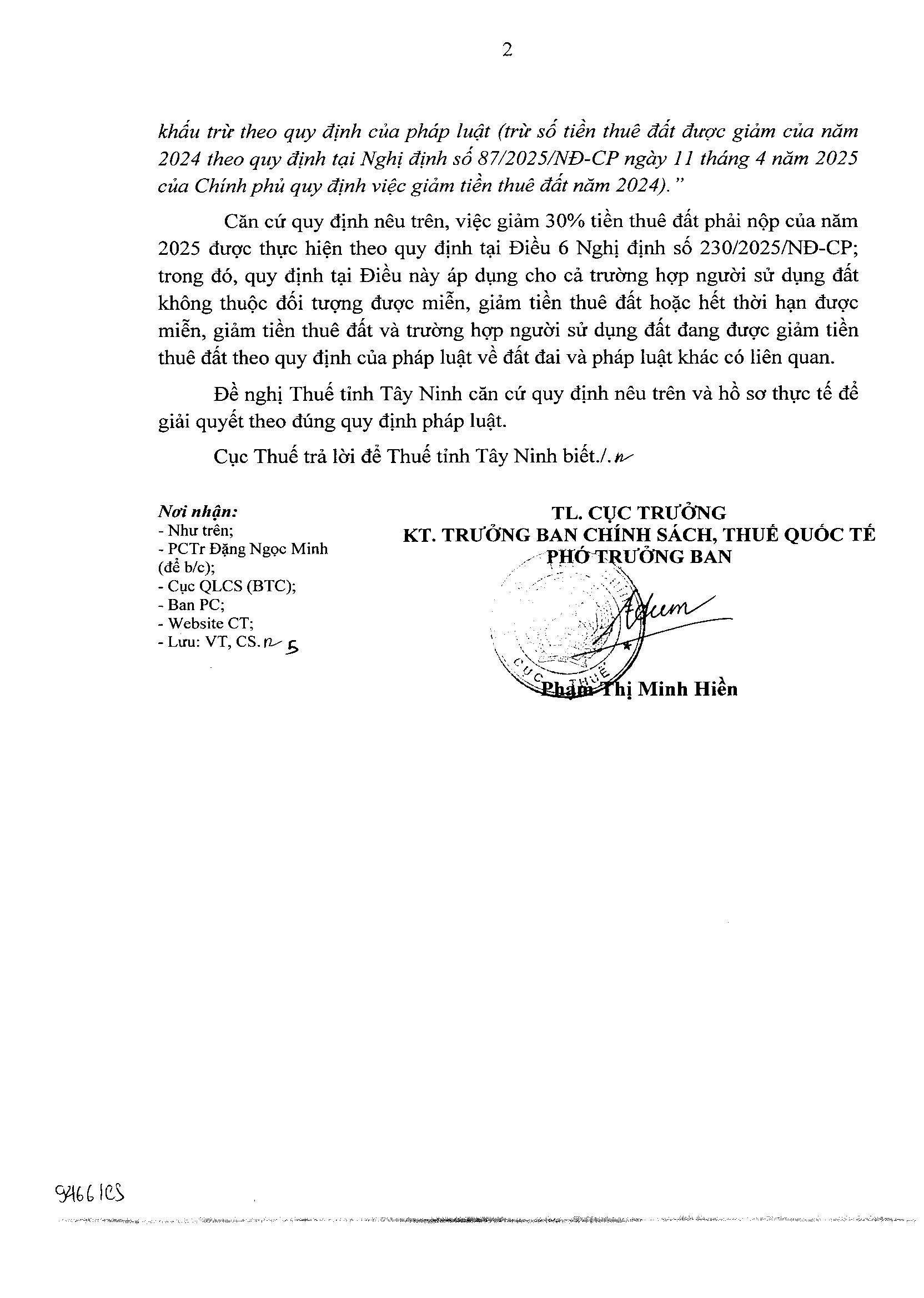 Công văn 222/CT-CS ngày 14/01/2026 của Cục Thuế hướng dẫn về chính sách tiền thuê đất