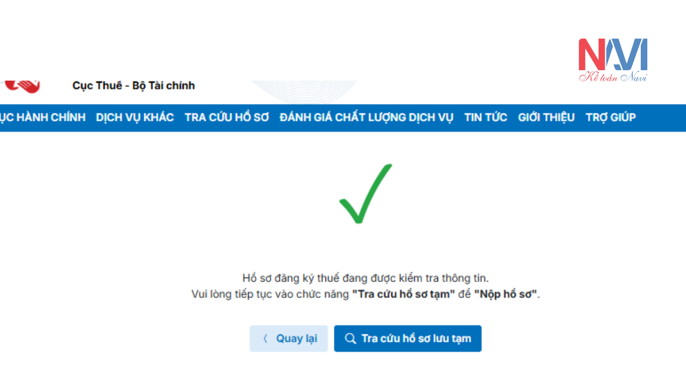 Bấm Tra cứu hồ sơ lưu tạm