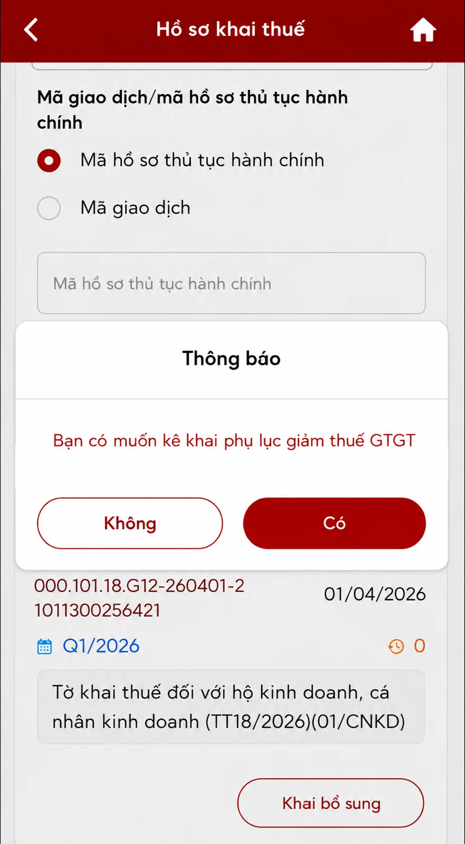 Kê khai phụ lục giảm thuế GTGT