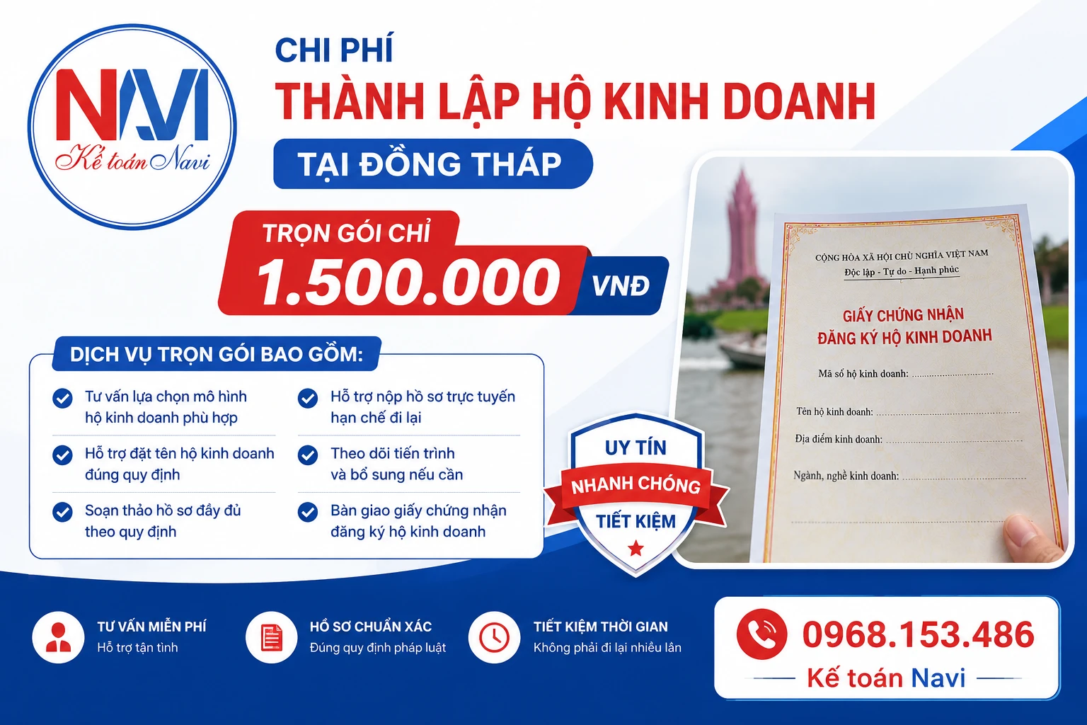 Chi phí thành lập hộ kinh doanh tại Đồng Tháp