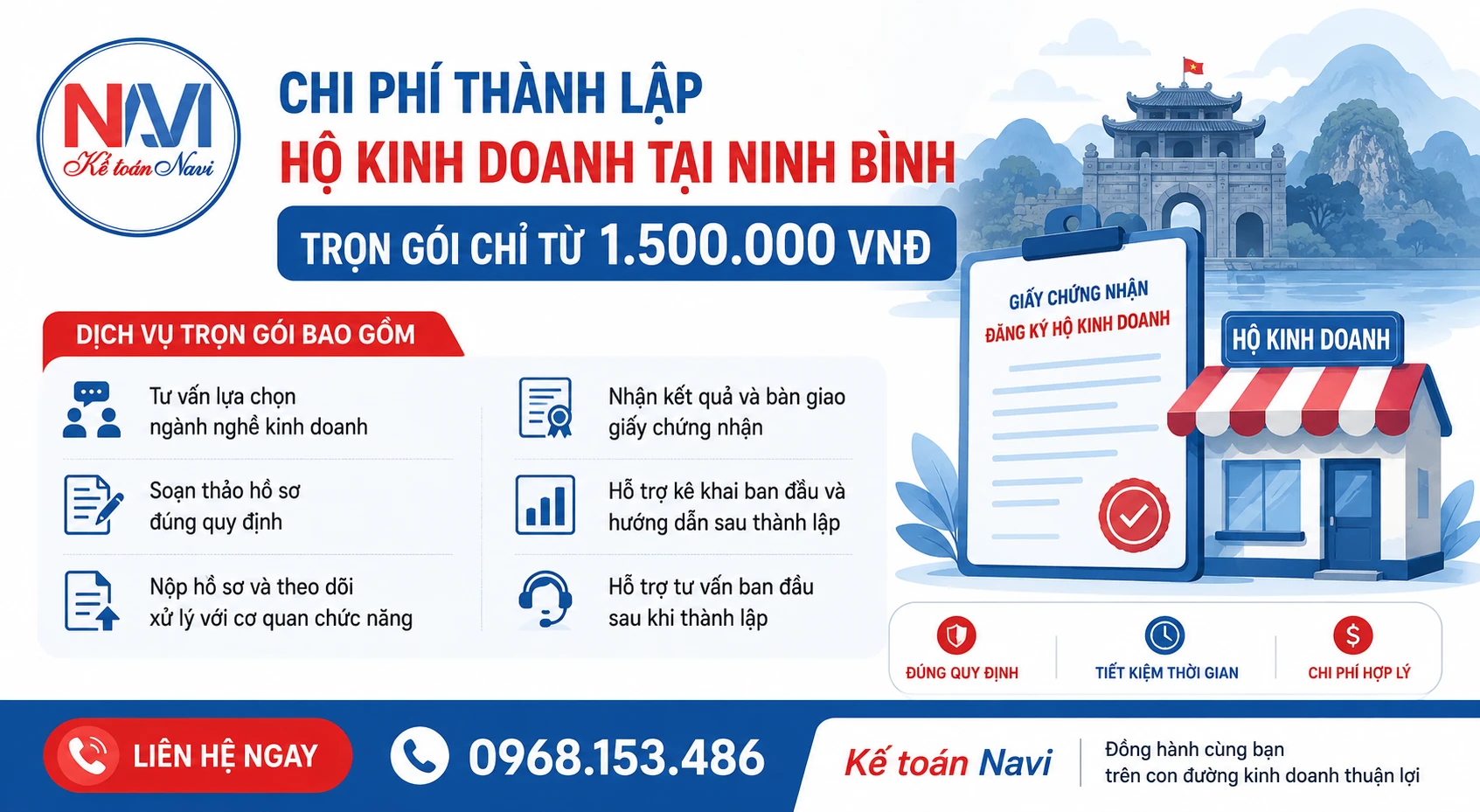 Chi phí thành lập hộ kinh doanh tại Ninh Bình