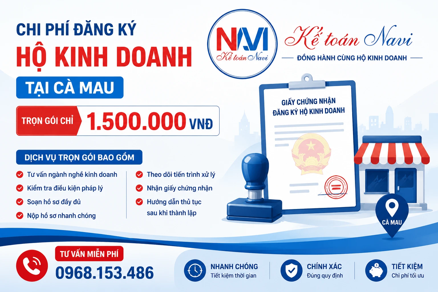 Chi phí đăng ký hộ kinh doanh tại Cà Mau