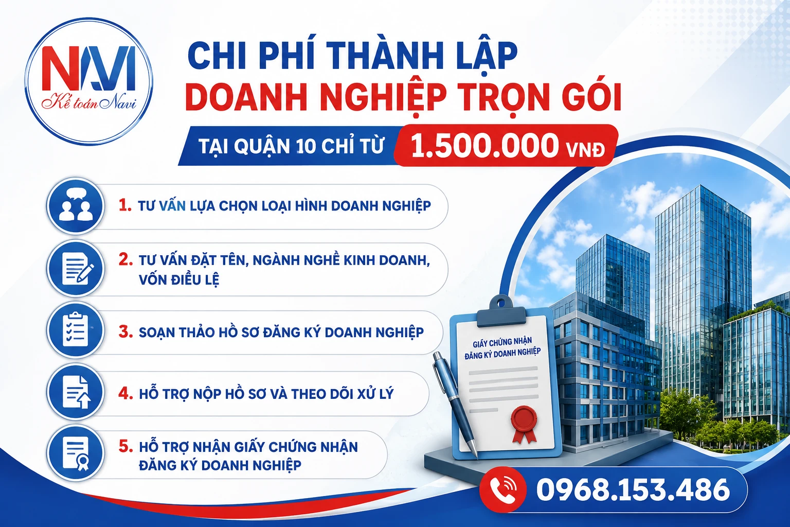 Chi phí thành lập doanh nghiệp Quận 10