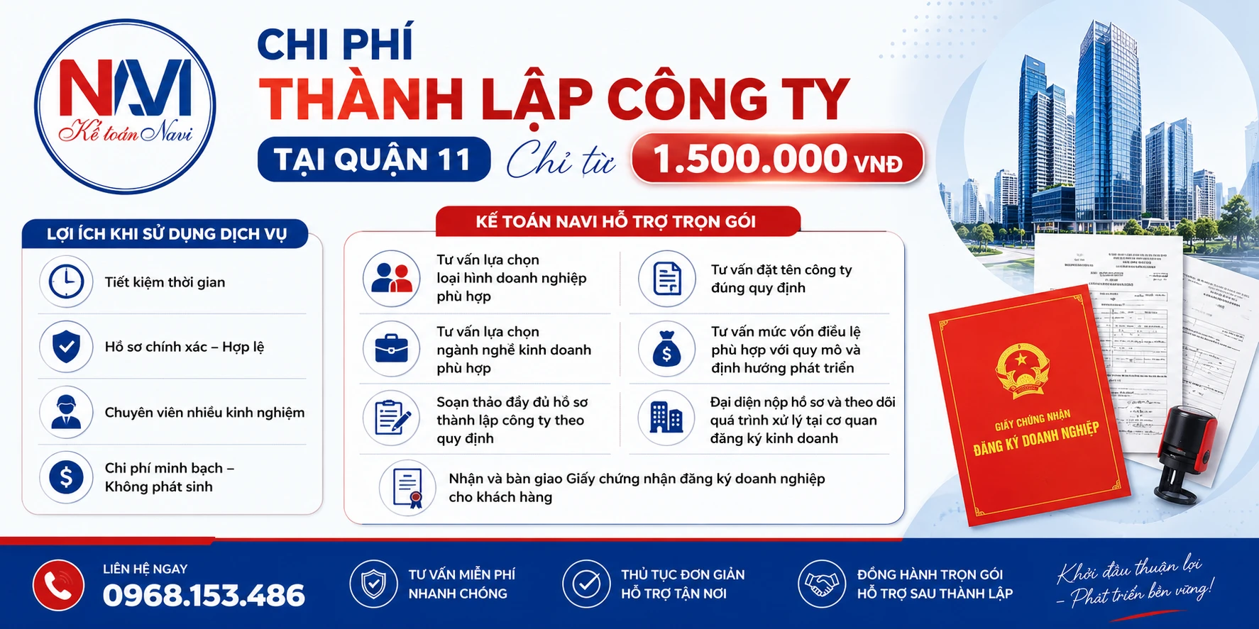 Chi phí thành lập công ty tại Quận 11