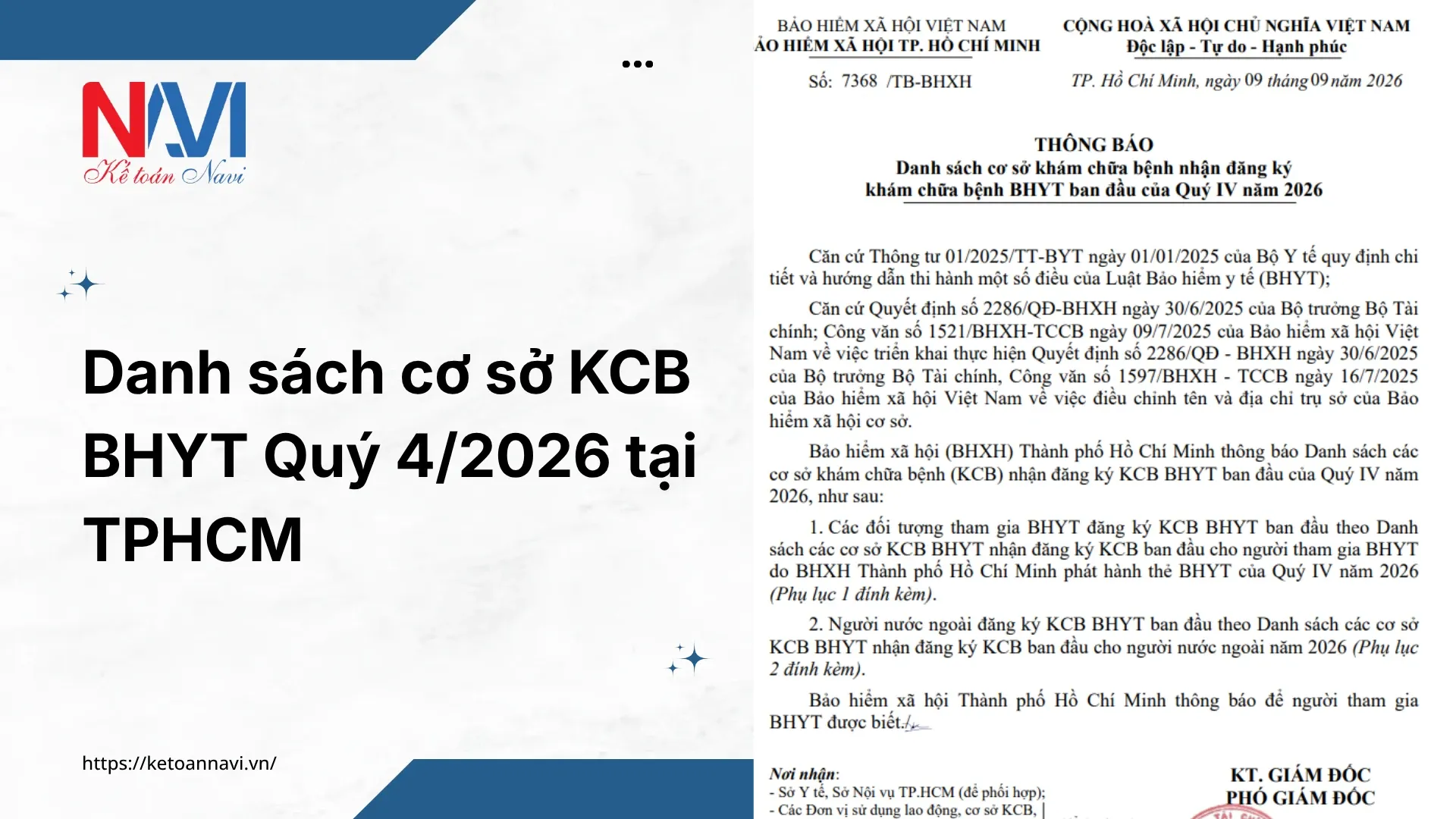 Danh sách cơ sở KCB BHYT Quý 4/2026 tại TPHCM