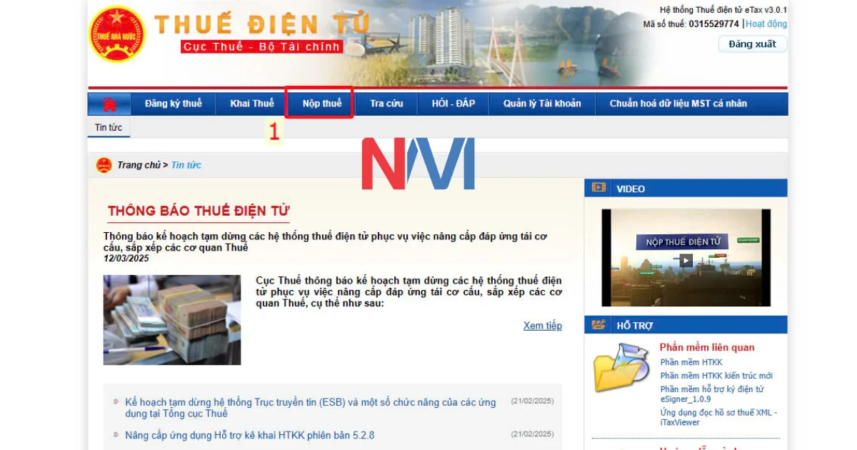 Nộp tiền lệ phí môn bài qua mạng