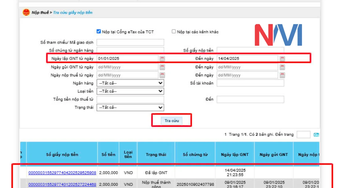 Hướng dẫn nộp thuế môn bài 2025
