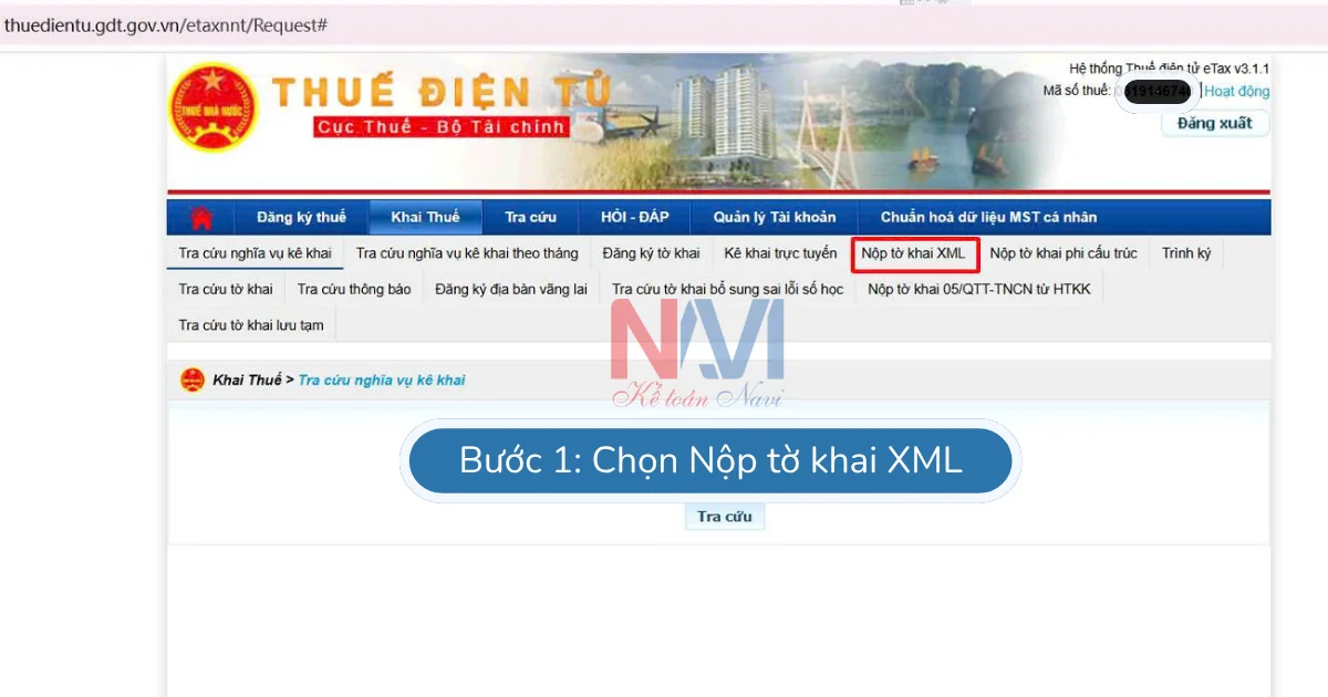 Chọn chức năng nộp tờ khai