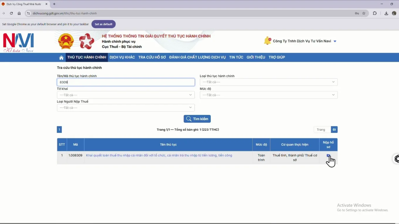 Nộp tờ khai quyết toán thuế TNCN